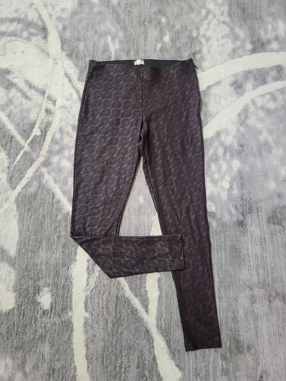 Lace-Texture Black Women's Leggings